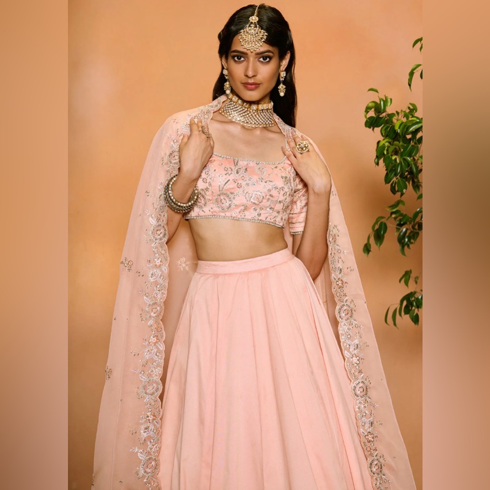 Blush Embroidered Silk Lehenga Set